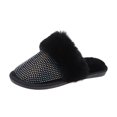 thumbnail image 7 of Plus Size 35-43 Shoes for Women Winter Warm Rhinestone Fur Slippers Female Indoor Soft Lady Home Slipper Zapatos De Mujer Slides (Pink,42), 7 of 7