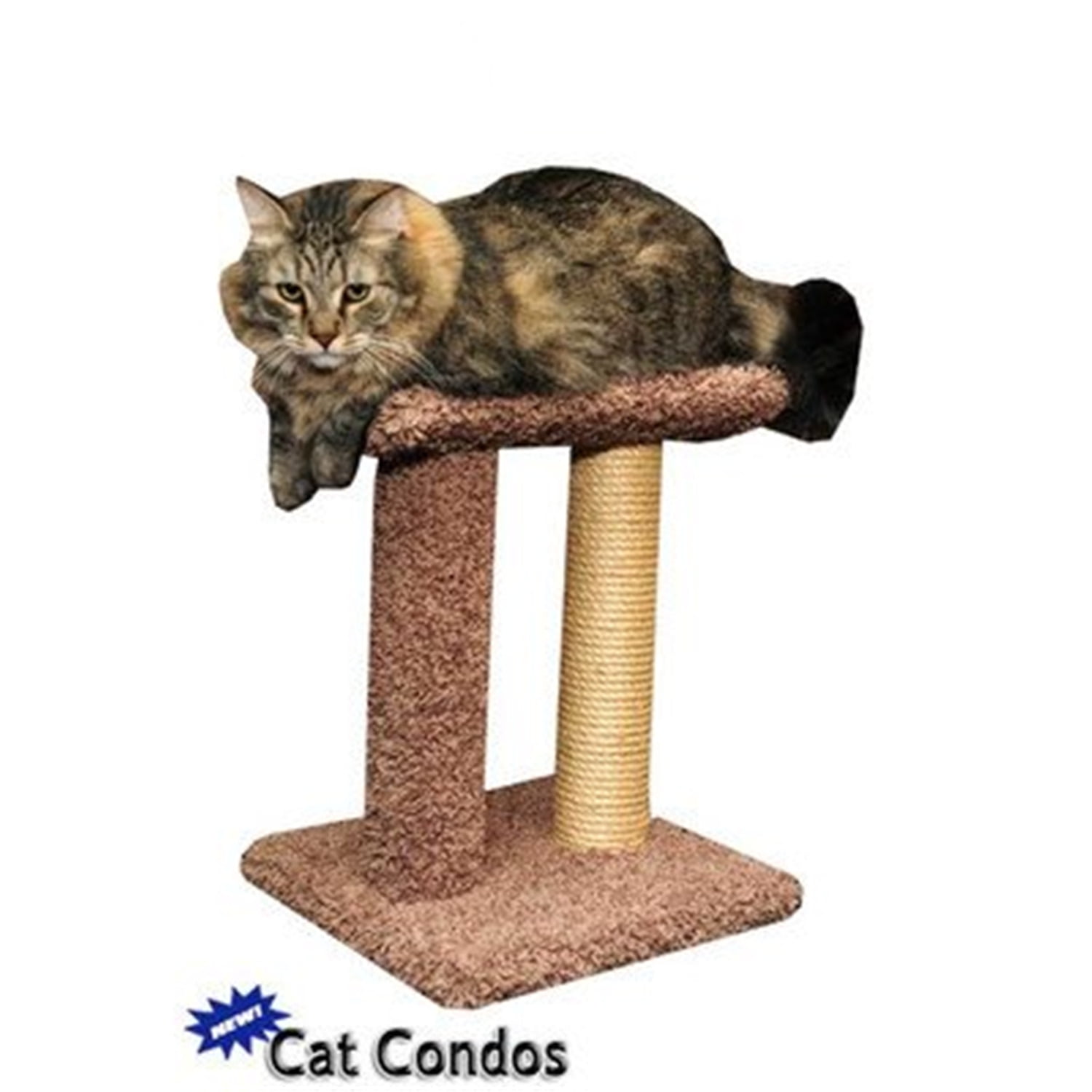 New Cat Condos Premier Sisal Rope Scratch Post-Color:Brown