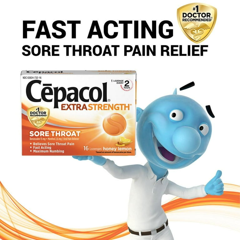 Cepacol Maximum Strength Throat Lozenges, Honey Lemon Menthol, 16