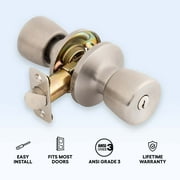 Hyper Tough Keyed Entry Tulip Style Doorknob, Stainless Steel