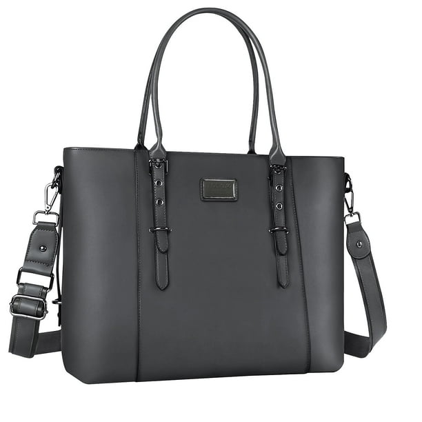 Bolsa MOSISO para portátil, piel sintética, impermeable, 17-17,3 pulgadas, gris