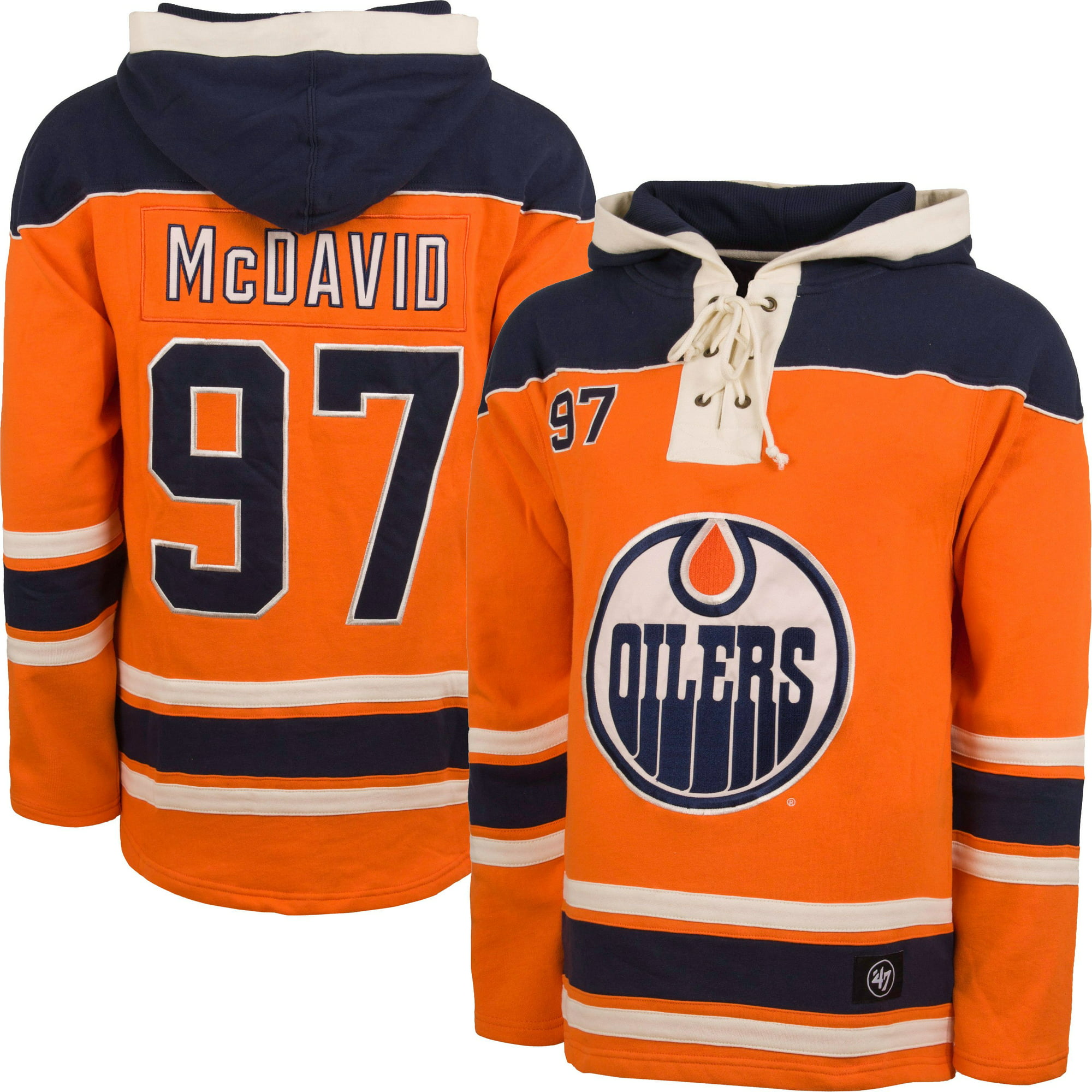 Connor McDavid Edmonton Oilers '47 Player Name & Number Lacer Pullover  Hoodie - Navy