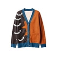 thumbnail image 5 of Enjoytime Women's Cardigans Halloween Print Denim Patchwork Long Sleeve Jacket Button Down Oversized Fall Winter Outerwear, 5 of 6