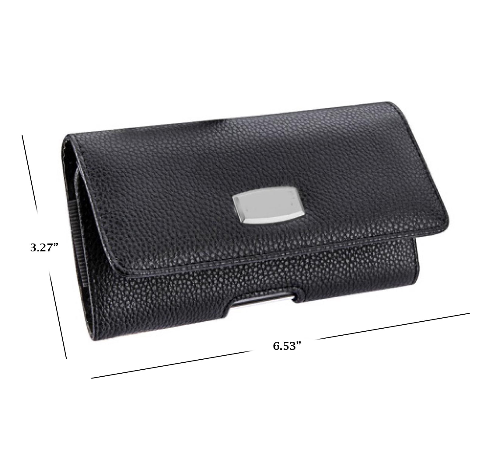 Extra-Large Horizontal Universal Phone Pouch – Black Faux Leather with Belt Clip – Fits Smartphones Up to 6.5"