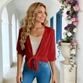 thumbnail image 6 of Frostluinai Women Tie Front Chiffon Shrug Half Sleeve Cropped Sheer Bolero Shrug Cardigan Lightweight Summer Dressy Casual Cardigans, 6 of 10