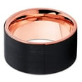 thumbnail image 3 of Silly Kings 12mm Rose Gold Tungsten Wedding Band Rose Gold Tungsten Men & Women Black Tungsten Ring, 3 of 3