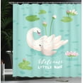 thumbnail image 4 of Ambesonne Saying Shower Curtain, Swan Welcoming, 69"Wx70"L, Lime Green Pale Eggshell, 4 of 5
