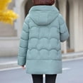 thumbnail image 5 of HAPIMO Women Quilted Coat Midi Length Long Sleeve Puffer Jacket Solid Detachable Hooded Padded Coats Thick Warm Winter Outerwear Pockets Button Cotton Green XXL, 5 of 6