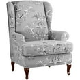 thumbnail image 1 of Stretch Wingback Chair Covers Printed WingBack Chair Slipcovers Armchair Slipcovers Sofa Furniture Protector for Living Room (Gray), 1 of 6