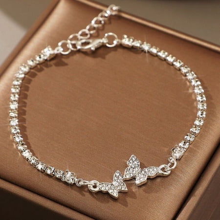 5Ct Round Cut Simulated Diamond Women's Wedding Butterfly Shape Bracelet 14K White Gold Plated 7"