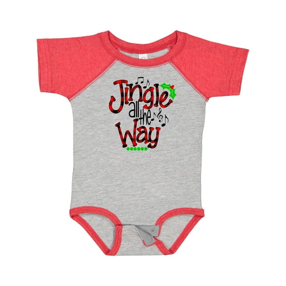 Inktastic Christmas Jingle All the Way with Music Notes and Holly Boys or Girls Baby Bodysuit