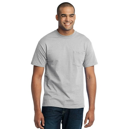 - Port Company PC55P Mens Classic Pocket T-Shirt - Ash - S