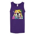 thumbnail image 2 of Wild Bobby Dean Russo Neon Colorful Pug Dog The Bulldog Dog Lover Men Graphic Tank Top, Purple, XX-Large, 2 of 5