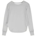 thumbnail image 3 of gcong Girls Long Sleeve Shirts Size 6-7 Kids Curve Hem Side Slit Soft Tunic Tops T-Shirts Long Sleeve Tops for Teen Girls Fall Clothes Grey, 3 of 5