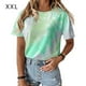 thumbnail image 1 of Camiseta de mujer Cuello redondo Manga corta Tie-dye Printed Casual Top, Azul cielo, XXL sidaley  AP000470-30, 1 of 7