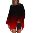 thumbnail image 2 of RXIRUCGD Chandail Ample à Col Rond pour Femmes, Imprimé, Manches Longues, Tunique, Rouge, Taille : S, 2 of 5