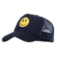 thumbnail image 2 of Smile Face Logo Heat Transfer Solid Cotton Twill 5 Panel Mesh Cap - Navy OSFM, 2 of 5