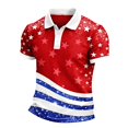 thumbnail image 4 of XINPING 250th Anniversary USA Shirt Patriotic Star And Stripe Print Polo Shirt for Men, Short Sleeve Collared Golf Top, Independence Day Design with Multi Color Options, 4 of 4