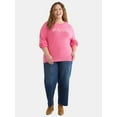 thumbnail image 3 of Terra & Sky Women's Plus Printed Pullover Sweater with Long-Sleeves, Midweight, Sizes 0X-5X, 3 of 5