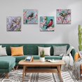 thumbnail image 2 of 4 Pieces Wall Art Canvas Prints - Oil Painting Flowers and Birds Picture Painting - Modern Wall Artwork Framed for Gifts Bathroom Home Kitchen Office Decor - 12 x 12 Inch, 2 of 5