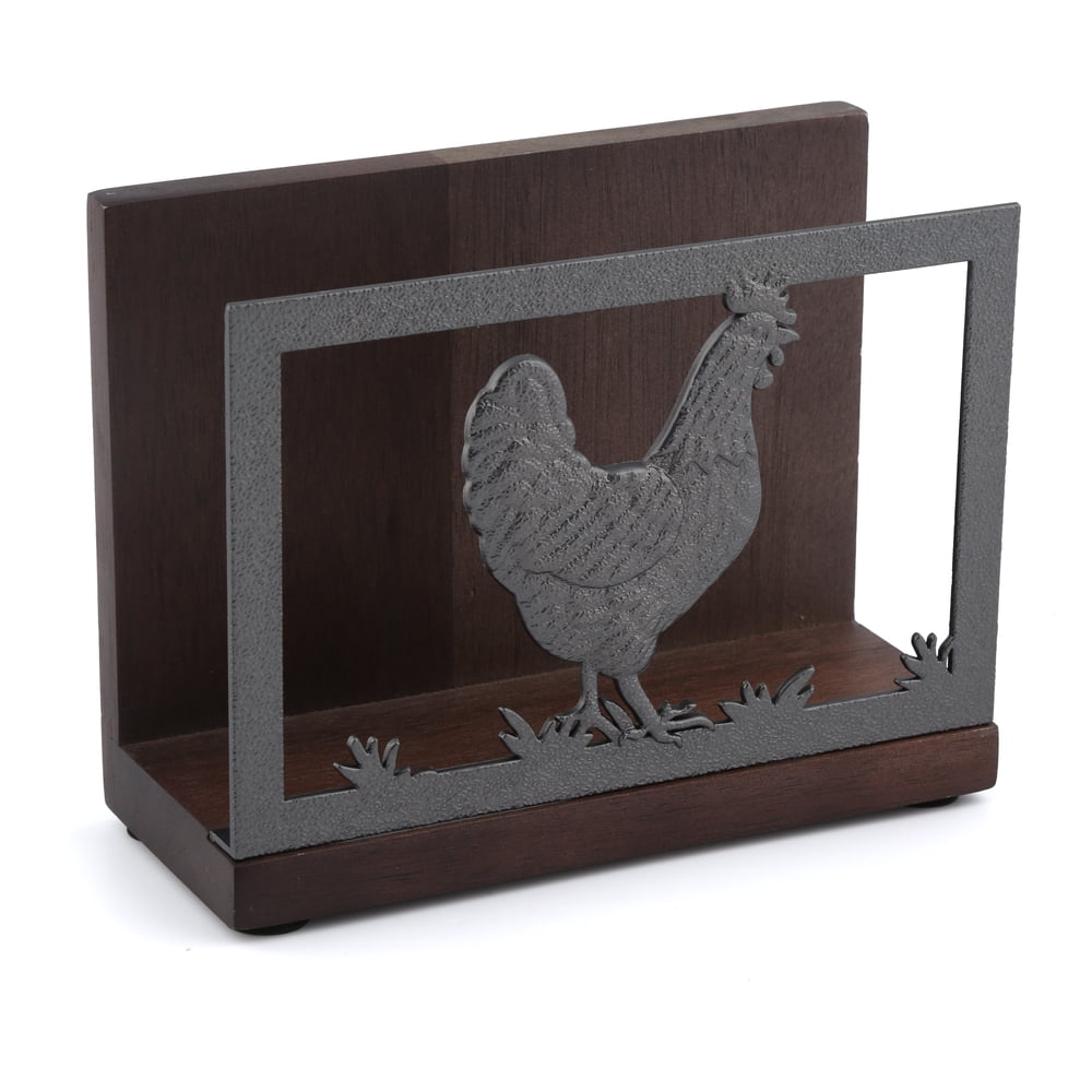 Acacia Wd Napkin Holder Rooster