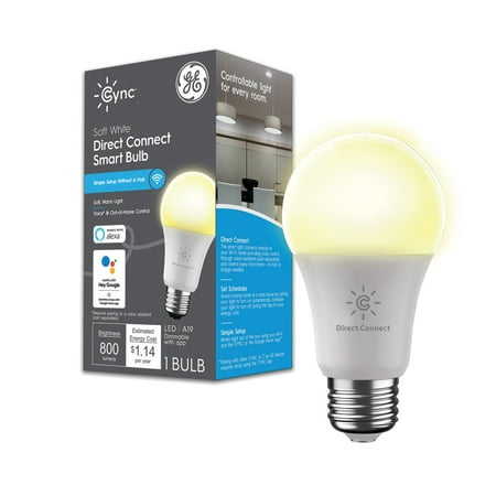 GE CYNC A19 2-Pack Smart LED Light Bulbs, 60W Equivalent, Color Changing Room Décor, Compatible with Alexa and Google Home, Bluetooth and WiFi Enabled