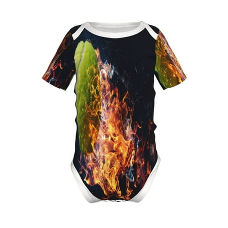 

Coaee Tennis Ball In Fire1 for Soft Baby Short-Sleeve Bodysuit Baby Climbing Clothes Baby Girls Boys Bodysuit Romper-12 Months