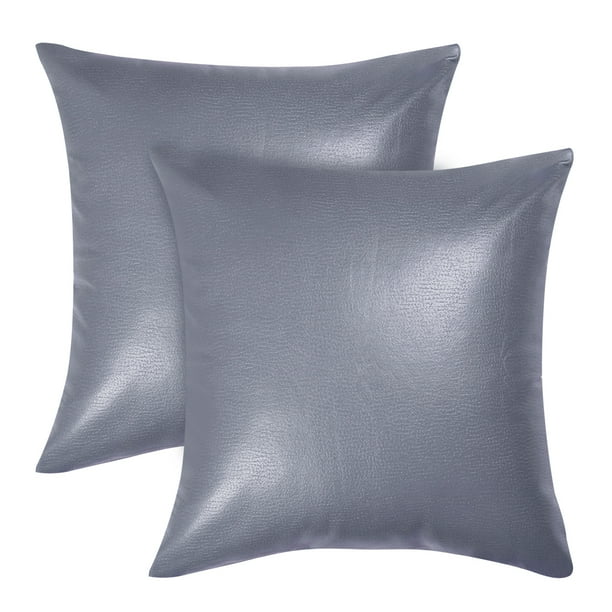 Unique Bargains 2Pcs Faux Leather Decorative Throw Pillow Cover 18" x