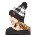 thumbnail image 3 of Gravity Threads Checkered Pattern Knit Beanie, Black/WHITE, 3 of 3
