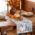thumbnail image 6 of Coastal Thanksgiving Table Runner - 60 Inch Long Fall Pumpkins Sea Turtle Brown Wood Cotton and Linen Blended Dress Scarves Farmhouse Table Runner for Kitchen Dining, Coffee Table, 13" x 60", 6 of 8