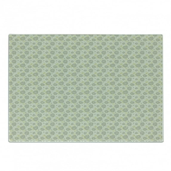 Floral Cutting Board, Thriving Spring Garden Design with Sketch Flowers Seasonal Flowers, Decorative Tempered Glass Cutting and Serving Board, Small Size, Off White Yellow, by Ambesonne
