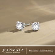 JeenMata 4 Prong 2 Carat Round Shaped Moissanite Solitaire Stud Earrings in 18k White Gold Plating for Women
