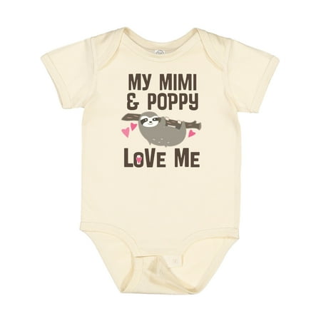 

Inktastic Mimi and Poppy Love Me Grandchild Sloth Gift Baby Boy or Baby Girl Bodysuit