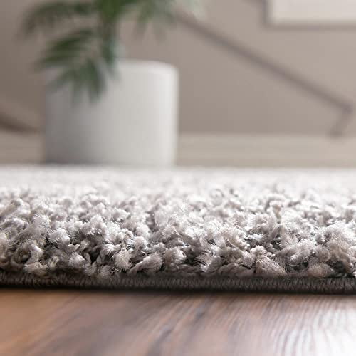 Unique Loom Solo Solid Shag Collection Area Modern Plush Rug Lush & Soft, 4 ft x 6 ft, Cloud Gray