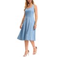 thumbnail image 4 of INSPIRE CHIC Women's Sleeveless Denim Dresses Square Neck Stretch Raw Hem Jean Maxi Dress S Light Blue, 4 of 6