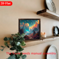 thumbnail image 2 of A 12*12-inch wooden framed painting - magnificent alien mountains. It can be used as a home decoration item or as a wonderful gift., 2 of 6