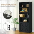 thumbnail image 4 of Oneinmil 6 Shelf Bookcase with Doors 71in Tall Bookshelf for Home Office, Black, 4 of 8