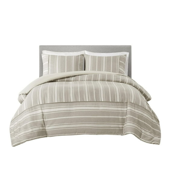 Kent 3 Piece Striped Herringbone Oversized Duvet Cover Set