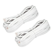 Uxcell Phone Extension Cord Telephone Cable Phone Line Cord RJ11 6P4C Plugs, Male to Male for Phone and Fax 2pcs White 25 ft