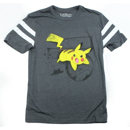 Pokemon Varsity Mens T-Shirt - Pikachu Saga Fighting Image (Small)
