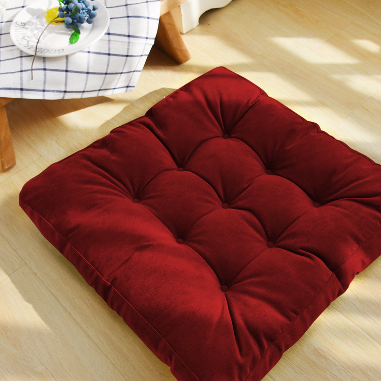 Sexysamba Square Floor Seat Pillows Cushions 22 x 22, Soft Thicken Yoga  Meditation Cushion Pouf Tufted Corduroy Tatami Floor Pillow Reading Cushion
