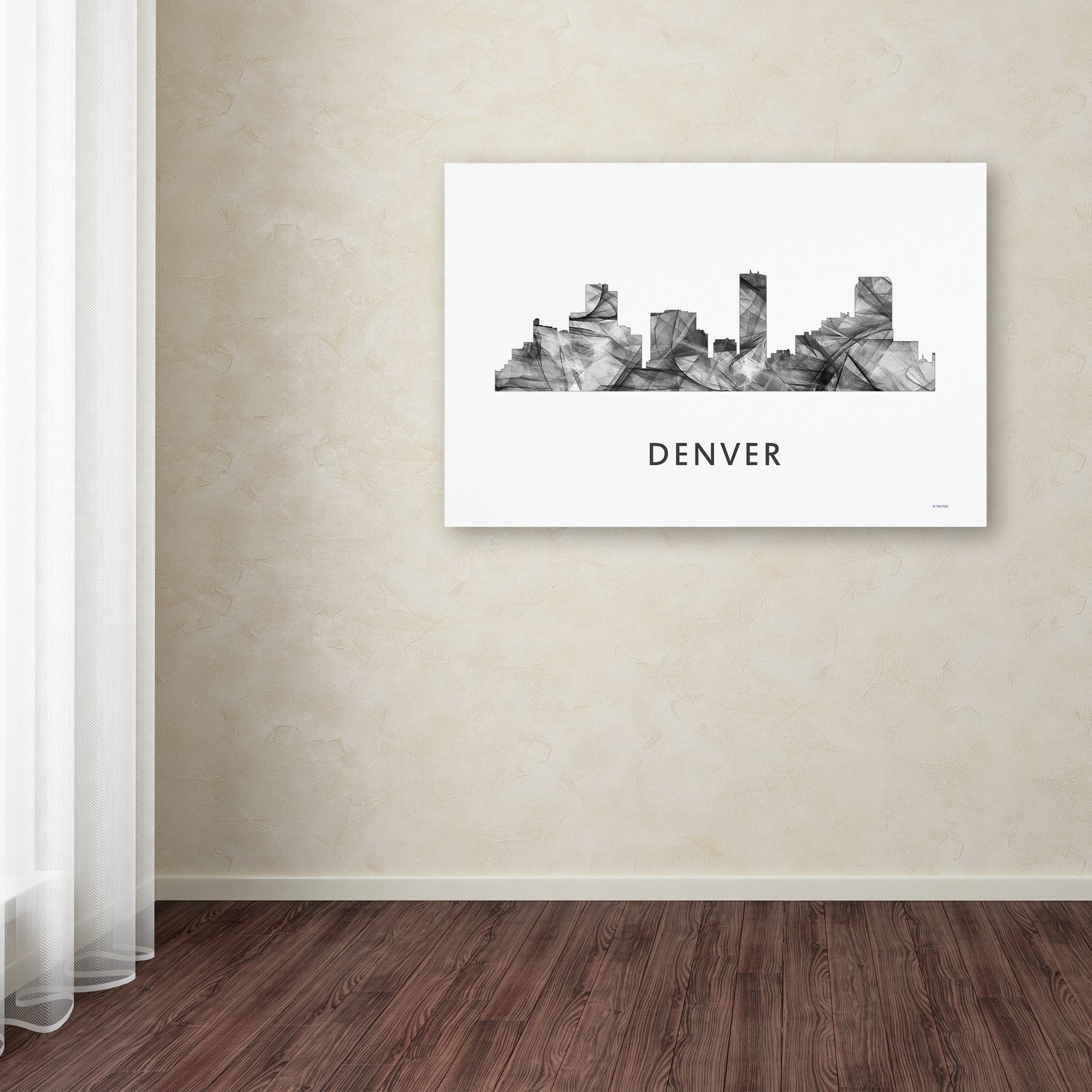 Trademark Fine Art 'Denver Colorado Skyline WB-BW' Canvas Art by Marlene Watson