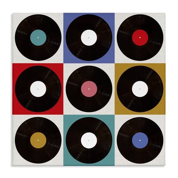 Stupell Industries Modern Geometric Music Records Canvas Art, 17 x 17, by Katrina Craven