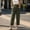 Army Green, variant on Womens High-Waist Straight-Leg Ankle Pants with Button-Front and Flowy-Fabric, Retro Elegant for vintage casual daily looks Green S
