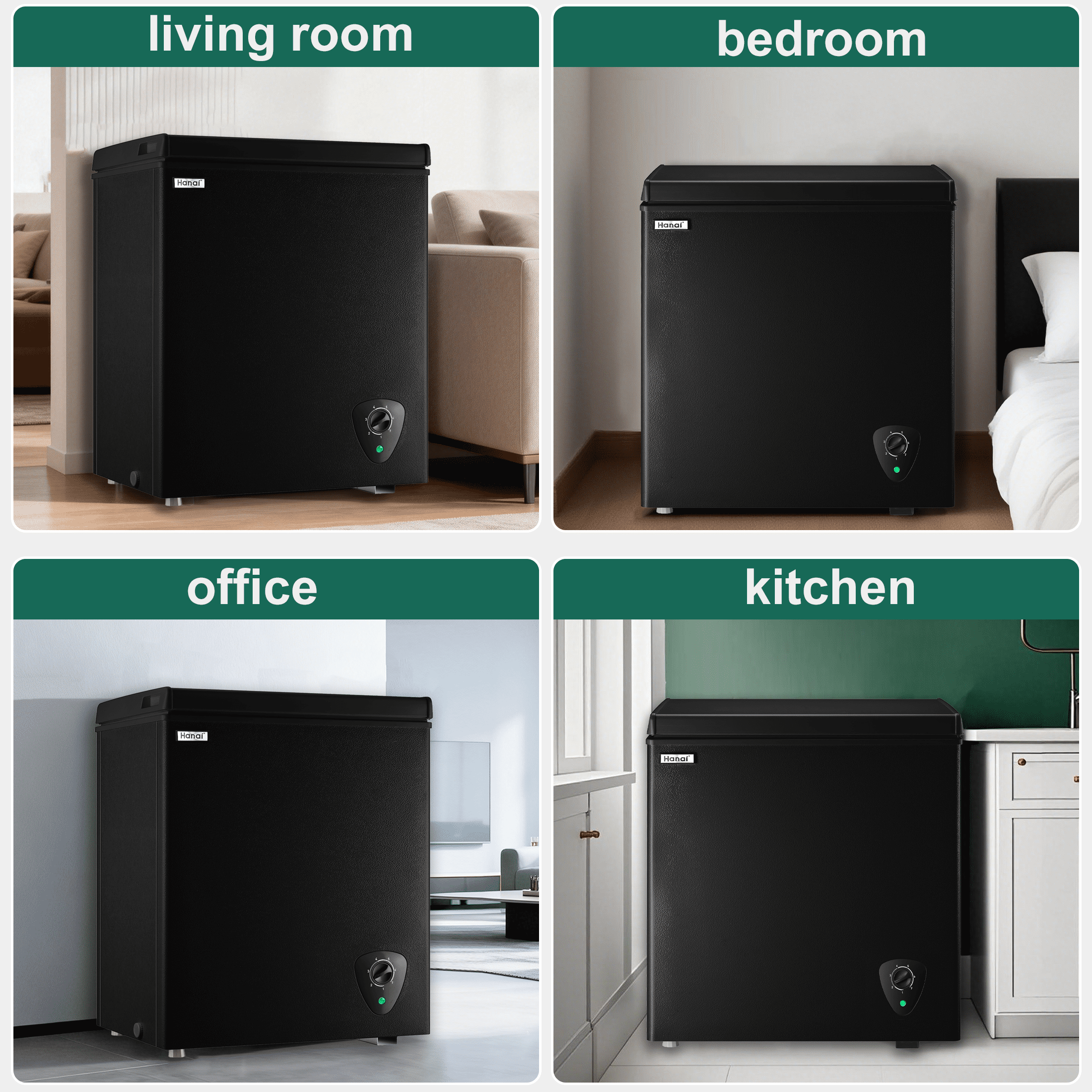 WANAI 5.0 Cu.Ft Black Deep Freezer, Compact Chest Freezer with Removable Basket, 7-Speed Temp Control, Energy Saving, Top Door Design for Kitchen Garage Office
