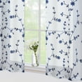thumbnail image 5 of Haperlare Sheer Kitchen Curtains Leaf Embroidered Cafe Curtains Voile Drapes Semi Sheer Bathroom Curtain, Navy Blue, 26"W x 24"L, Set of 2, 5 of 6