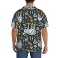 thumbnail image 3 of Balery Cute Sloth Camisa Casual de Manga Corta con Botones para Hombre, Texturizada, Estilo Cubano, para Playa, Verano-Small, 3 of 5