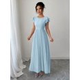 thumbnail image 6 of Blue Women Ruffle Sleeve Pleated Maxi Dress With Scoop Neck And Relaxed Fit, 6 of 6