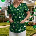 thumbnail image 6 of felwors Printed Scrub Tops Women Short Sleeve V Neck Plus Size Scrubs for Womens Nursing Uniforms Shirts with Pockets (Dark Green, M), 6 of 7