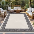 thumbnail image 2 of Black Cream Greek Key Outdoor Rug 3x5 Ft - Reversible Patio Rug Outdoor Camping Rugs, Geometric Greece Ancient Rustic Washable Indoor Outdoor Area Rugs, Non-Slip Outdoor Carpet Runner for Deck/Porch, 2 of 8